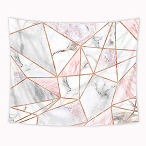 Riyidecor Pink Grey Tapestry Geometric Marble Rose Gold Stripes Unique 59Wx51H Inch Surface Blocks Cracked Pattern Lines White Natural Luxury Realistic Decoration Living Room Bedroom Fabric Polyester