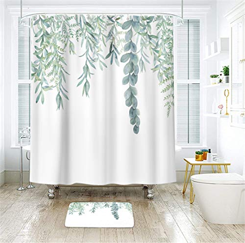 Riyidecor Green Leaf Shower Curtain 72Wx84H Inch Plant Eucalyptus Orga –  riyidecor