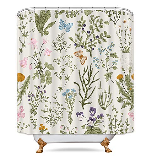 Floral tapestry recycled fibre shower curtain