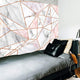 Riyidecor Pink Grey Tapestry Geometric Marble Rose Gold Stripes Unique 59Wx51H Inch Surface Blocks Cracked Pattern Lines White Natural Luxury Realistic Decoration Living Room Bedroom Fabric Polyester