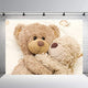 Riyidecor Teddy Bear Dolls Backdrop Fabric Polyester Children Happy Warm Cuddle Cute Lovely Brown Bear Dolls Plush Toys Friends Party 8x6 Feet Baby Shower Newborn Props Party Photo Shoot Backdrop