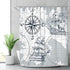 Riyidecor Extra Long Nautical Sailboat Map Shower Curtain 72Wx84H Inch Boat Sketch Ship Wheel Compass Anchor Decor Fabric olyester Waterproof Fabric 12 Pack Plastic Hooks