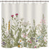 Riyidecor Extra Long Wild Flower Shower Curtain 72Wx78H Inch Botanical Colorful Border Herbs Decor Bathroom Windows Fabric Polyester Waterproof 12 Plastic Hooks Included Vintage