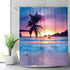 Riyidecor Beach Shower Curtain Ocean Sunrise Tropical Palm Tree Island Hawaiian Sunset Sea Waves Summer Bathroom Home Decor Set Waterproof Polyester 72WX72H Inch 12 Pack Plastic Hooks