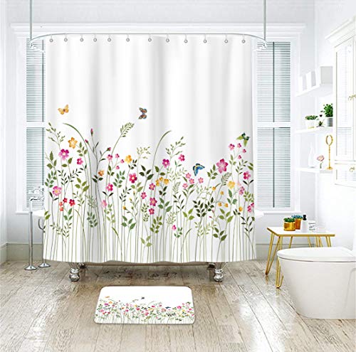Nordic Cosmetic Flowers Art Fashion Girl Perfume Bottle Printed Shower  Curtain with Hook Non Slip Bathroom Set Decor Waterproof - AliExpress
